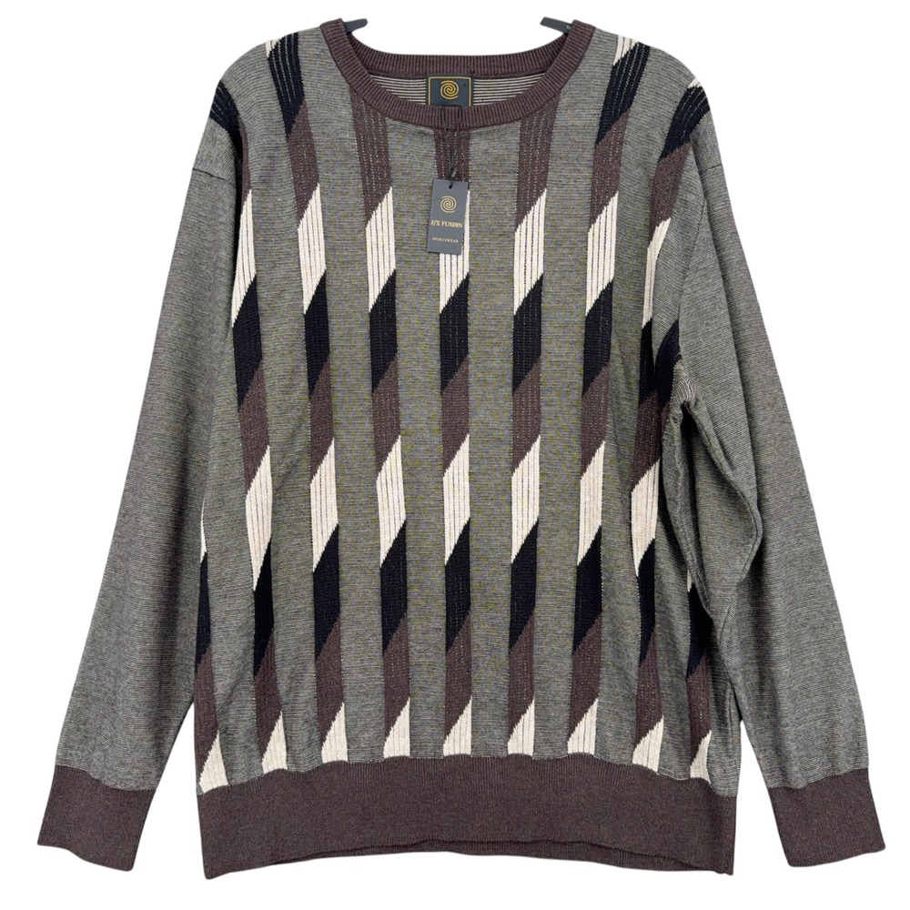 F/X Fusion Crewneck Sweater Mens XL Cotton Acrylic Brown Heather